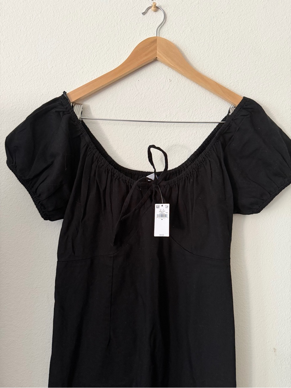 Old Navy Black Tie-Front Scoop Neck Midi Dress 100% cotton - Picture 4 of 7